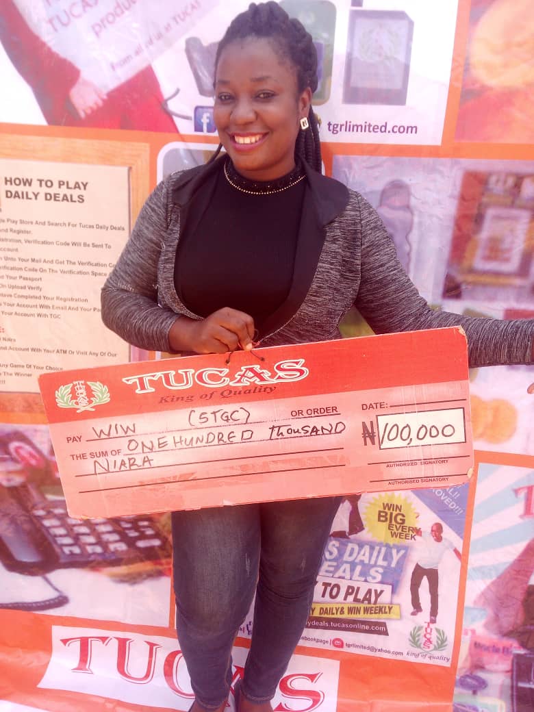 THE WINNER OF 100,000 NAIRA ON TUCAS DAILY DEALS